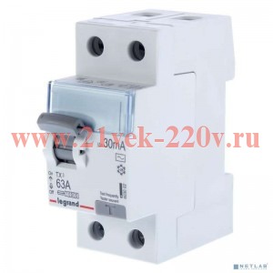 УЗО Legrand TX3 ВДТ 2П 63A 30MA тип AC