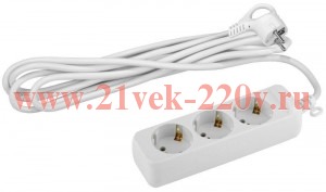 Удлинитель 3х3м с заземл. 16А IP20 U-3e-3m ПВС 3х1 ЭРА Б0028370