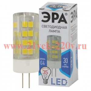 Лампа светодиодная JC-3.5w-220V-corn ceramics-840-G4 280лм ЭРА Б0027856