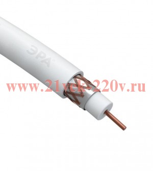 Кабель коаксиальный RG-6U Cu/(оплетка Cu 64%) PVC 75Ом бел. 100м Эра Б0044603