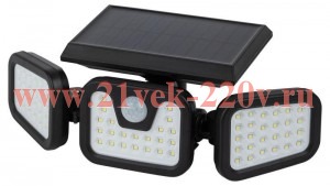 Светильник светодиодный ERAFS012-05 74LED 28.2х13х10.5см фасадный на солнечн. батарее с датчиком дви