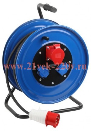 Удлинитель на катушке 3х30м 32А IP44 IND380-RM-3e-5х2.5-30m-IP44 1хCEE 5п 2хSchuko 380В КГ 5х2.5 Эра