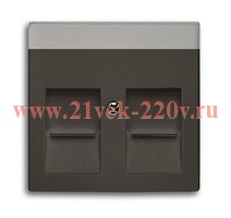 Накладка для двойных розеток 2хRJ11, 2хRJ45 ABB Basic 55 с полем для надписи цвет черный (1800-95)