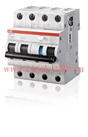 Дифференциальный автомат ABB 4-полюсный DS203NCL C25 AC 30mA 4,5кА 4 модуля