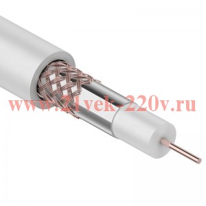 Кабель RG-59U+CU, (64%), 75 Ом, 305м., белый REXANT