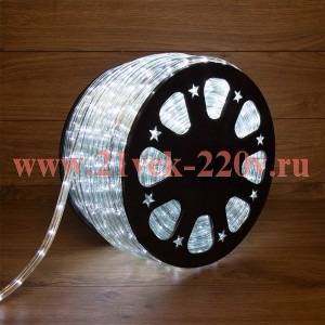 Светодиодный дюралайт 3W белый 24 LED/1,6Вт/м, свечение с динамикой, D13мм, бухта 100м