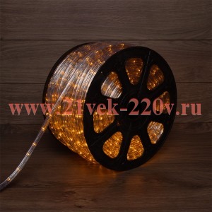 Светодиодный дюралайт 3W желтый 24 LED/1,6Вт/м, свечение с динамикой, D13мм, бухта 100м