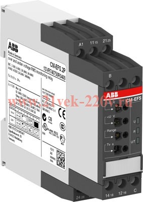 Реле контроля напряжения CM-EFS.2S AC/DC (Umin 3В, Umax 600В AC) c реле времени, питание 24-240В AC