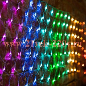 Гирлянда Сеть 3х0,5м, 140LED мультиколор IP44 свечение с динамикой, прозрачный провод, 24В