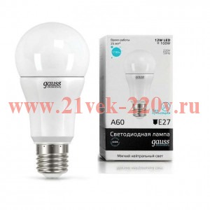 Лампа Gauss LED Elementary A60 12W 4100K E27 1150lm