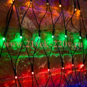 Гирлянда Сеть треугольная 2х2х1,5м, 136LED мультиколор IP44 свечение с динамикой, черный провод 230В