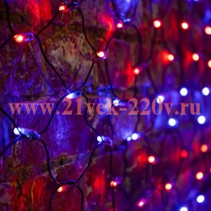 Гирлянда Сеть 2х1,5м, 288LED красный/синий IP44 свечение с динамикой, черный провод, 230В