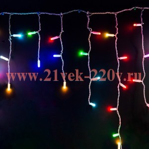 Гирлянда бахрома светодиодная 4,8х0,6м 176LED RBG IP44, постоянное свечение,прозрачный провод