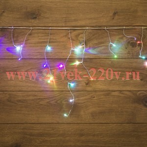 Гирлянда бахрома светодиодная 1,8х0,5м 48LED RGB, 8 режимов свечения, прозрачный провод