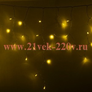 Гирлянда бахрома светодиодная 4,8х0,6м 176LED желтый IP44, постоянное свечение,прозрачный провод