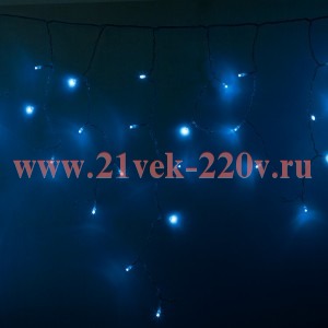 Гирлянда бахрома светодиодная 2,4х0,6м 88LED синий IP44, постоянное свечение,прозрачный провод