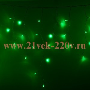 Гирлянда бахрома светодиодная 2,4х0,6м 88LED зеленый IP44, постоянное свечение,прозрачный провод