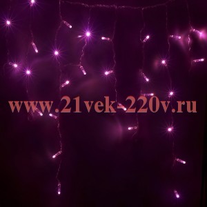 Гирлянда бахрома светодиодная 4,8х0,6м 176LED розовый IP44, постоянное свечение,прозрачный провод