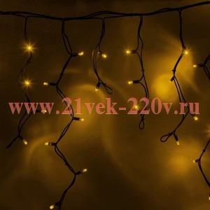 Гирлянда бахрома светодиодная 3,2x0,9м 128LED желтый IP65 постоянное свечение, черный каучук, 230В