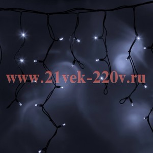 Гирлянда бахрома светодиодная 4,0x0,6м 128LED белый IP65 постоянное свечение, черный каучук, 230В