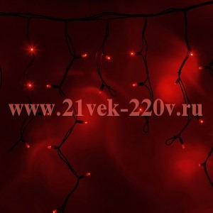 Гирлянда бахрома светодиодная 4,0x0,6м 128LED красный IP65 постоянное свечение, черный каучук, 230В