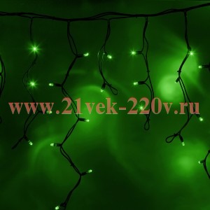 Гирлянда бахрома светодиодная 4,0x0,6м 128LED зеленый IP65 постоянное свечение, черный каучук, 230В