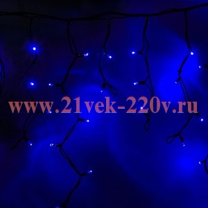 Гирлянда бахрома светодиодная 5,6x0,9м 240LED синий IP65 эффект мерцания, черный каучук, 230В