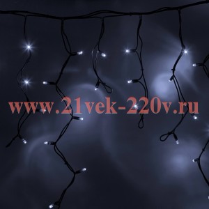 Гирлянда бахрома светодиодная 5,6x0,9м 240LED белый IP65 постоянное свечение, черный каучук, 230В