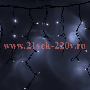 Гирлянда бахрома светодиодная 5,6x0,9м 240LED белый IP65 эффект мерцания, черный каучук, 230В