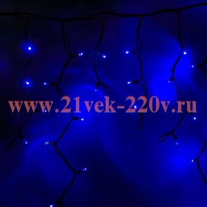 Гирлянда бахрома светодиодная 5,6x0,9м 240LED синий IP65 постоянное свечение, черный каучук, 230В