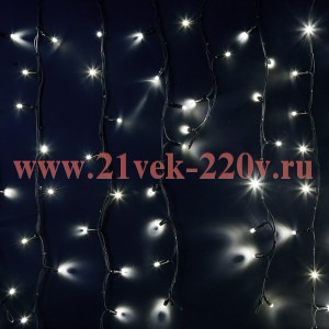 Гирлянда бахрома светодиодная 6,0x1,5м 480LED белый IP65 постоянное свечение, черный каучук, 230В