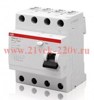 УЗО ABB FH204 AC-63/0,3 4-х полюсное тип AC 63A 300mA 4 модуля