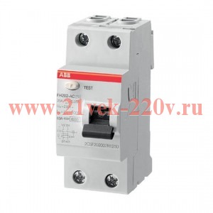 УЗО ABB FH202 AC-40/0,1 2-х полюсное тип AC 40A 100mA 2 модуля