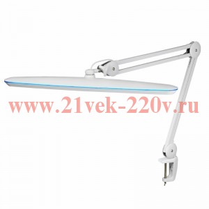 Настольная бестеневая лампа на струбцине REXANT, 117 SMD LED, Blue Stream, 4 уровня яркости, белая