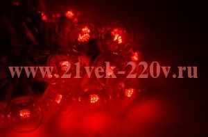 Гирлянда LED Galaxy Bulb String 10м, черный КАУЧУК, 30 ламп*6 LED КРАСНЫЕ, влагостойкая IP65