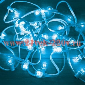 Гирлянда LED Galaxy Bulb String 10м, белый КАУЧУК, 30 ламп*6 LED СИНИЕ, влагостойкая IP54