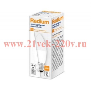 Лампа светодиодная свеча RL- B60 6,5W/830 (=60W) 220-240V FR E27 550lm RADIUM тёплый белый свет