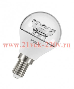 Лампа светодиодная прозрачная шарик LS CLP 40 5.4W/830 (=40W) CL E14 470lm OSRAM тёплый белый свет