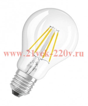 Лампа филаментная светодиодная Osram LED CLAS A60 CL 4W (40W) 827 230V E27 470Lm L105x60mm Filament