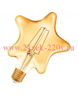 Лампа филаментная светодиодная Osram звезда Vintage 1906 LED CL GOLD 4.5W/824 E27 L165x125mm