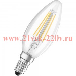 Лампа филаментная светодиодная свеча FL-LED Filament C35 4.4W 3000К 220V 440lm E14 теплый свет