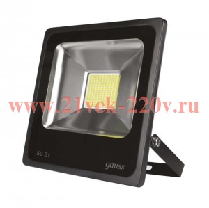 Прожектор светодиодный Gauss LED 50W 3500lm IP65 6500К черный 1/40