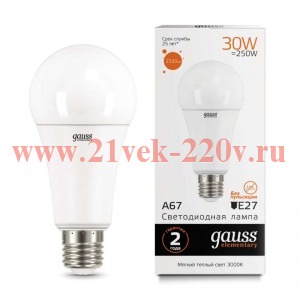 Лампа Gauss LED Elementary A70 30W 3000K E27 2320lm