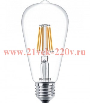 Лампа филаментная светодиодная Philips LED Filament ST64 7,5W (70W) 2700K 806lm E27 230V теплый свет