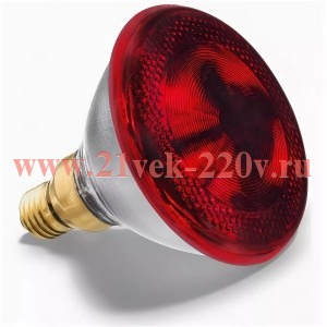 Лампа инфракрасная PHILIPS IR175R PAR38 E27 230V d121x136 RED красная