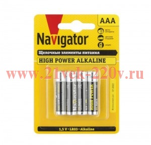 Элемент питания алкалиновый AAA/LR03 94 751 NBT-NE-LR03-BP4 (блист.4шт) Navigator