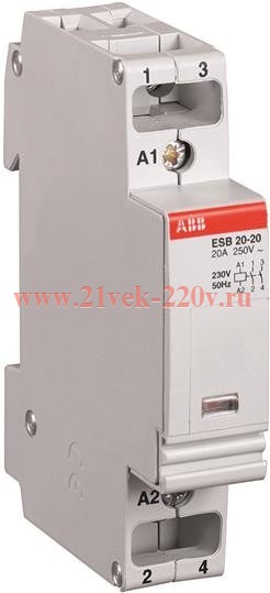 Модульный контактор ESB-20-11 (20А AC1) катушка 220 В АС ABB