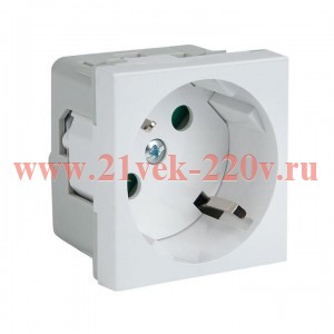 Розетка 45х45 PRO 45град. с заземл. белая EKF E6MR16-028-10-45