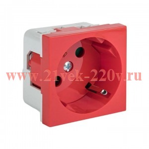 Розетка 45х45 PRO 45град. с заземл. красн. EKF E6MR16-028-70-45