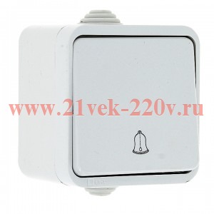 Кнопка звонка 1-клавишная 10А IP44 бел. Прага EKF Simple